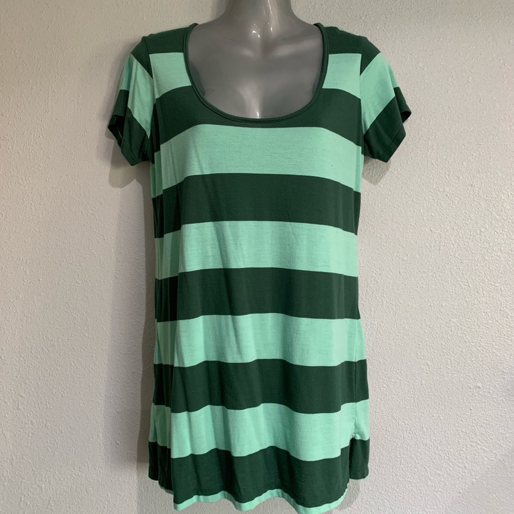 Green Striped Tunic Top